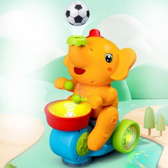 Clearance Elephant Blowing Ball Walking Car Toys with Music Light Baby Crawling Toys Tummy Time Interactive Toddler Infant Toy Automatically Avoid Obstacles for Boys Girls