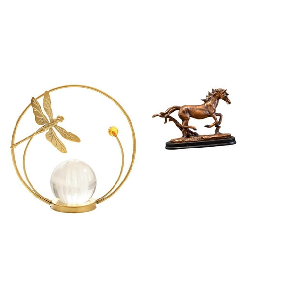 Estatua de bola de cristal,Estatuas de bolas de cristal para decoración del hogar,escritorio interior,Figura de caballo,Escultura de figura de caballo en miniatura coleccionable,Estatua de