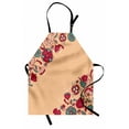 thumbnail image 1 of Floral Apron Nature Beauty Flowers on Nostalgic Polka Dots Background Artsy Illustration, Unisex Kitchen Bib Apron with Adjustable Neck for Cooking Baking Gardening, Teal Ruby Salmon, by Ambesonne, 1 of 3