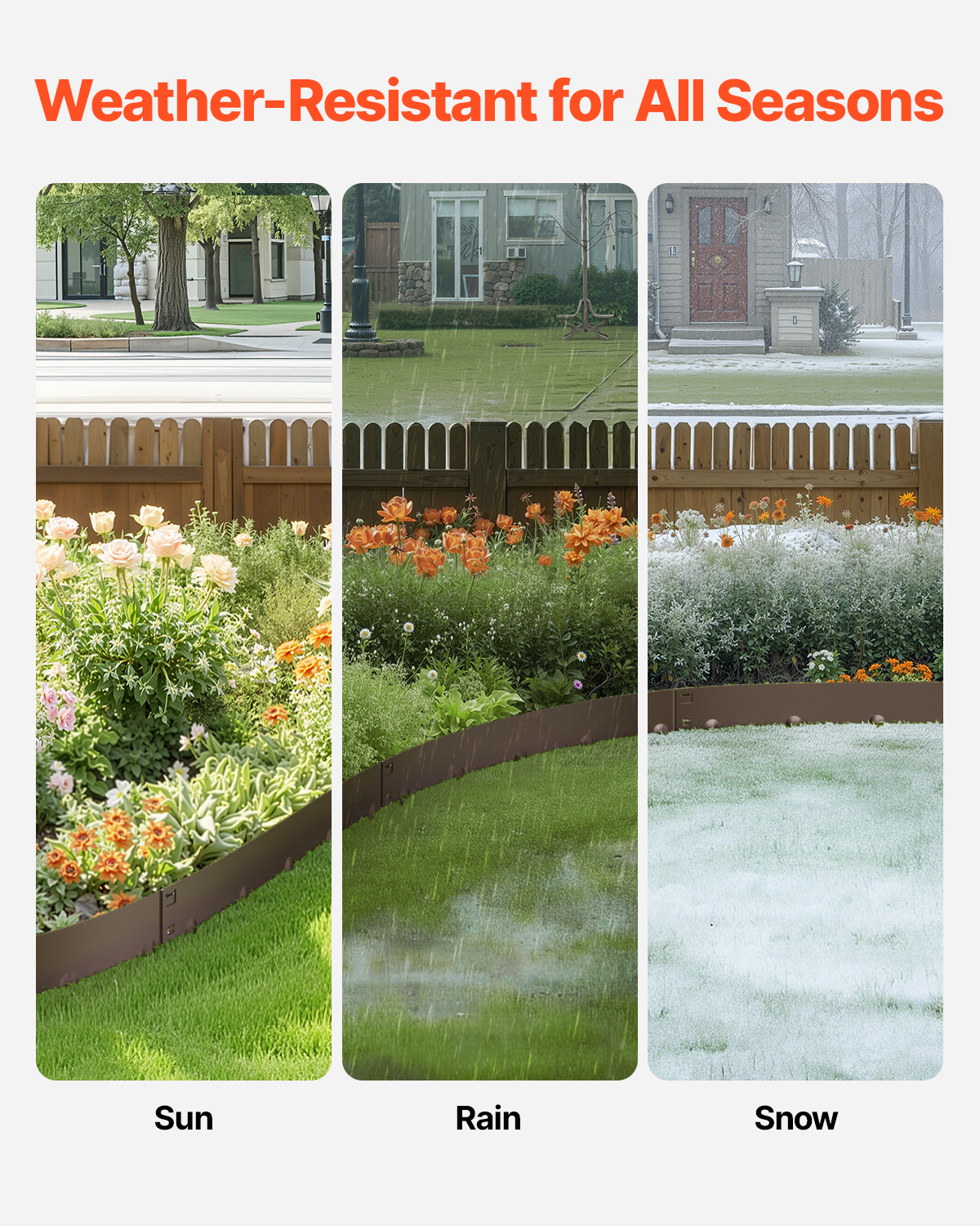 VEVOR Steel Landscape Edging, 5 Packs 39 x 5 in Rust-Resistant Metal Landscape Edging, Bendable Garden Edging Border, Heavy Duty Lawn Edging, Easy-to-Install, Flower Bed Yard Pathway Divider Brown