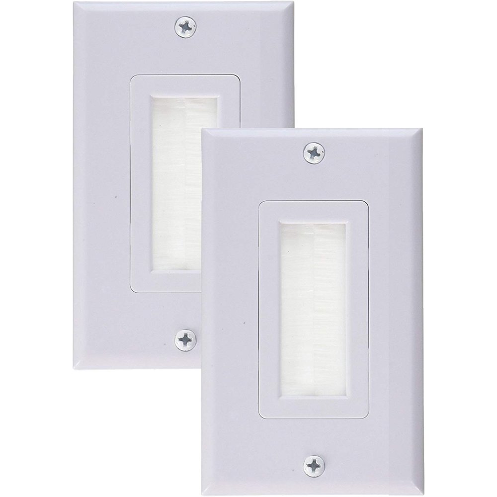 iMBAPrice (Pack of 2) White Single Brush Wall Plate Single Gang Wall