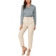 thumbnail image 2 of CAMISAS ELEGANTES PARA MUJER INSPIRADAS CHIC, CON CUELLO PUNTA V Y MANGAS LARGAS, BLUSA DE SATÉN SUAVE M AZUL POLVO, 2 of 8