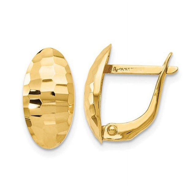 14K Yellow Gold Hammered Hinged Button Earrings