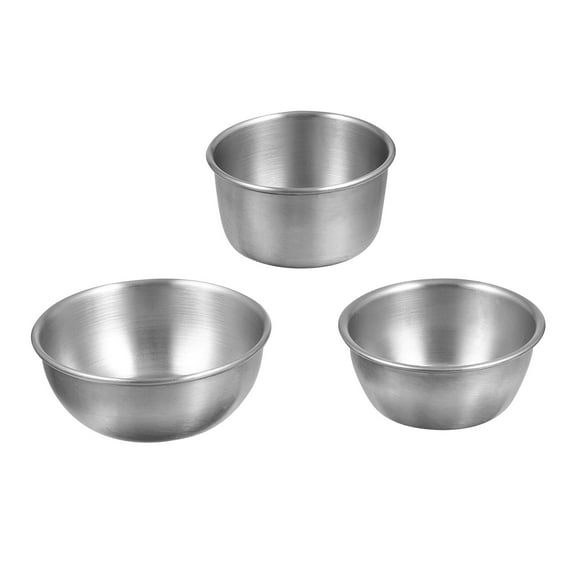 3pcs 304 Stainless Steel Sauce Cups Seasoning Containers for Home (Silver)