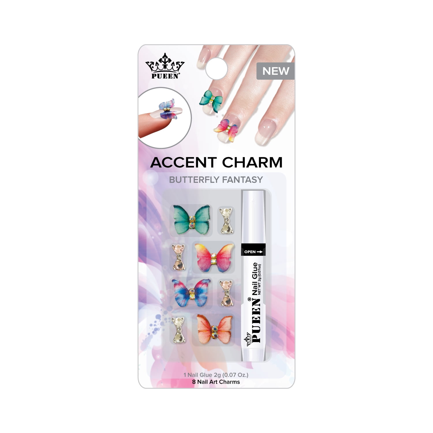 Pueen Nail Art Kit Multicolor Lace Butterfly Fantasy 3D Accent Charms