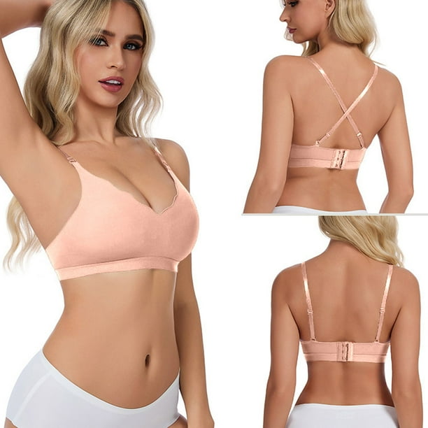 Brasier Tela de Mantequilla Cómoda y Transparente Correa de Hombro sin Cordones sin Espalda sin Esponja con Correas de Hombro convertibles Extra Grande