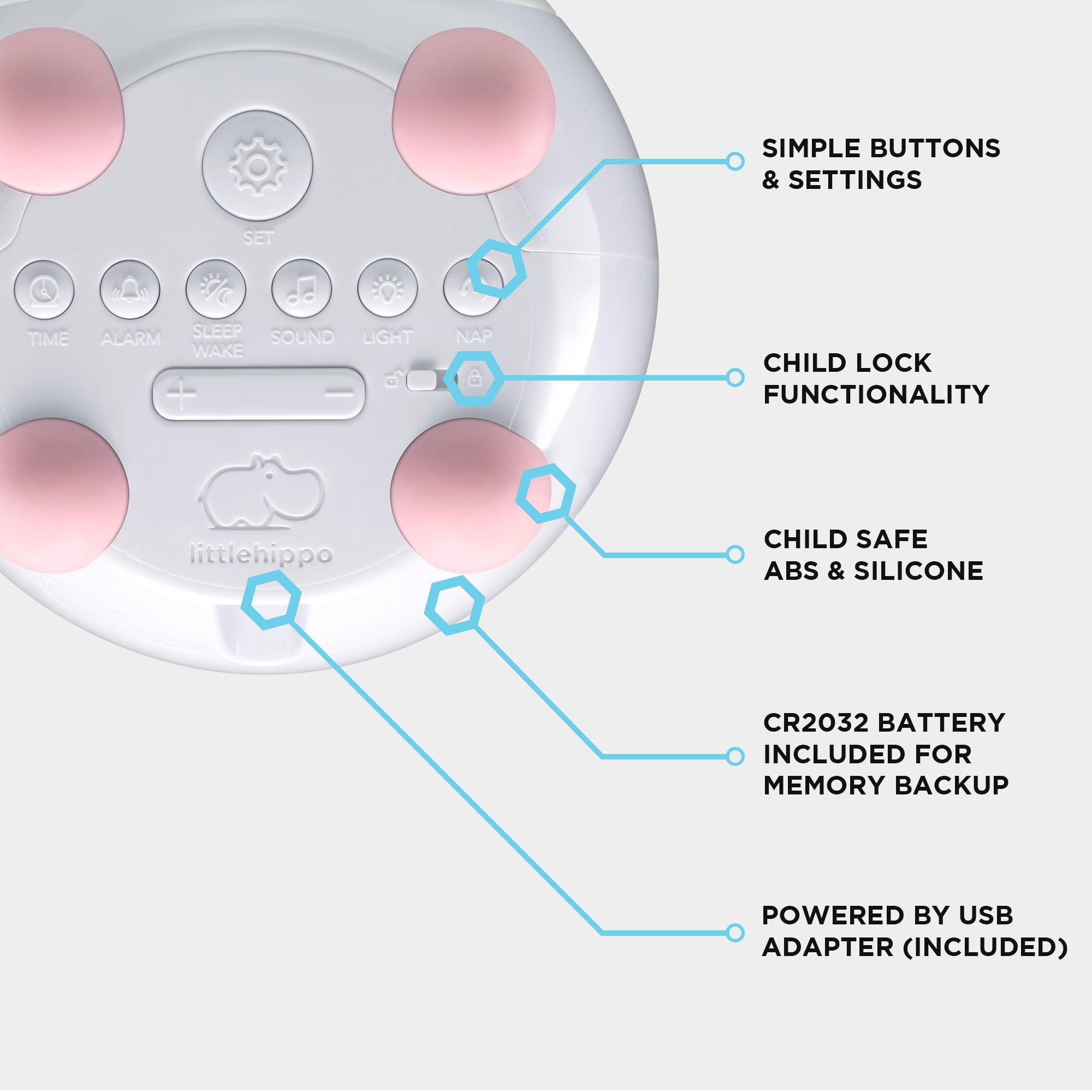 MELLA Ready To Rise Children's Sleep Trainer Night Light and Sleep Sounds Machine Alarm Clock