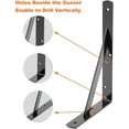 thumbnail image 5 of 12-Pack Heavy Duty Shelf Bracket 11 Inch, Wall Fit for 11-16 Inch Floating Shelves, L Brackets with 90 Degree Triangle, 250 LBS Max Load, Black, 5 of 6