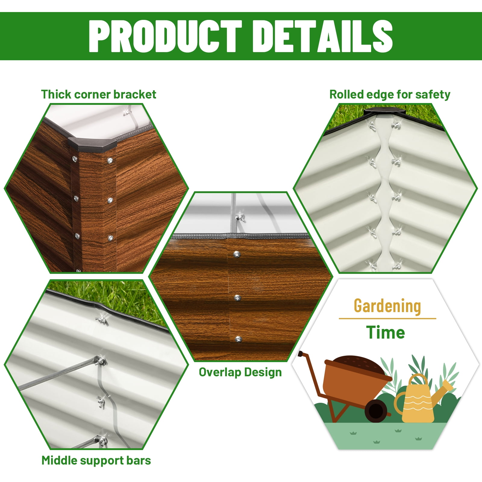 SnugNiture 6x3x2 ft Metal Raised Garden Bed Outdoor, Deep Root Galvanized Planter Box for Vegetables, Flowers