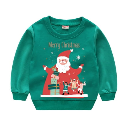 

EnJoCho Toddler Children Winter Christmas Long Sleeve Cartoon Printed Letter Hoodie Top Sweatshirt for Babys Kids Baby Winter Trendy Clothing Xmas Holiday Party Costumes