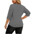 thumbnail image 2 of Fnooota Women's Plus Size T-shirts, Asymmetrical Neck Casual Summer Classic 3/4 Sleeve Tops Gray Size XL, 2 of 6