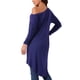 thumbnail image 3 of INSPIRAR CHIC Blusa Casual de Una Sola Manga Larga Asimétrica con Dobladillo Irregular en Color Azul Marino, 3 of 5