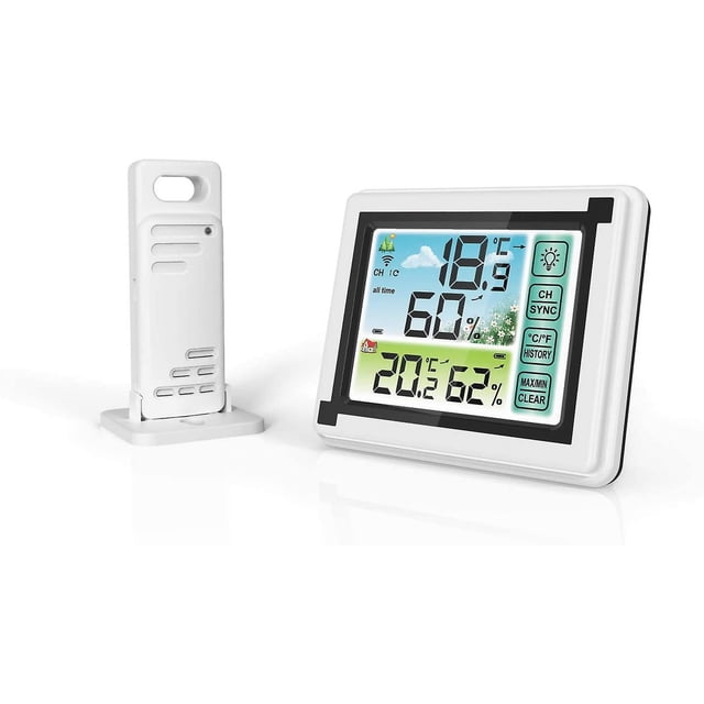 Estación meteorológica inalámbrica con sensor interior exterior termómetro digital higrómetro con pantalla LCD grande para el hogar y la oficina Botao