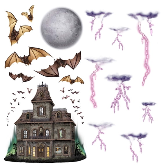 Haunted House & Night Sky Props Party Accessory (1 count) (16/Pkg)