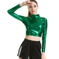 thumbnail image 3 of SWSMCLT Men's Long Sleeve T Shirt Halloween Summer Blouse Metallic Crop Top High Neck Outfit Mardi Gras Soft Sexy Green Small, 3 of 4