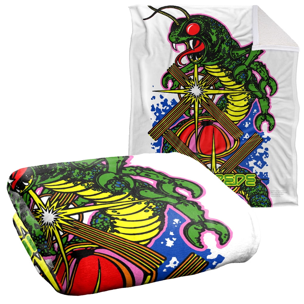 Atari Blanket, 50"x60", Centipede Silky Touch Sherpa Back Super Soft