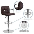 thumbnail image 6 of BizChair Contemporary Adjustable Height Bar Stool, Chrome Base, Brown, 6 of 13