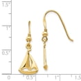 thumbnail image 3 of Diamond2Deal 14K Yellow Gold Sailboat Shepherd Hook Earrings for Women (L- 1.22 inch, W- 0.39 inch), 3 of 6