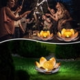 thumbnail image 7 of KOMI Garden Solar Lights Outdoor(2Pack) , Amber Crackle Globe Glass Lotus Decoration , Waterproof Orange Metal LED Flower Lights for Patio,Lawn,Walkway,Tabletop,Ground, Garden Gifts for Women, 7 of 7