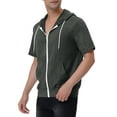 thumbnail image 4 of Unique Bargains Men's Short Sleeve Solid Color Zip Up Sport Hoodies L Dark Gray, 4 of 6