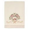 Rosefan Embroidered Bath Towel - Ivory