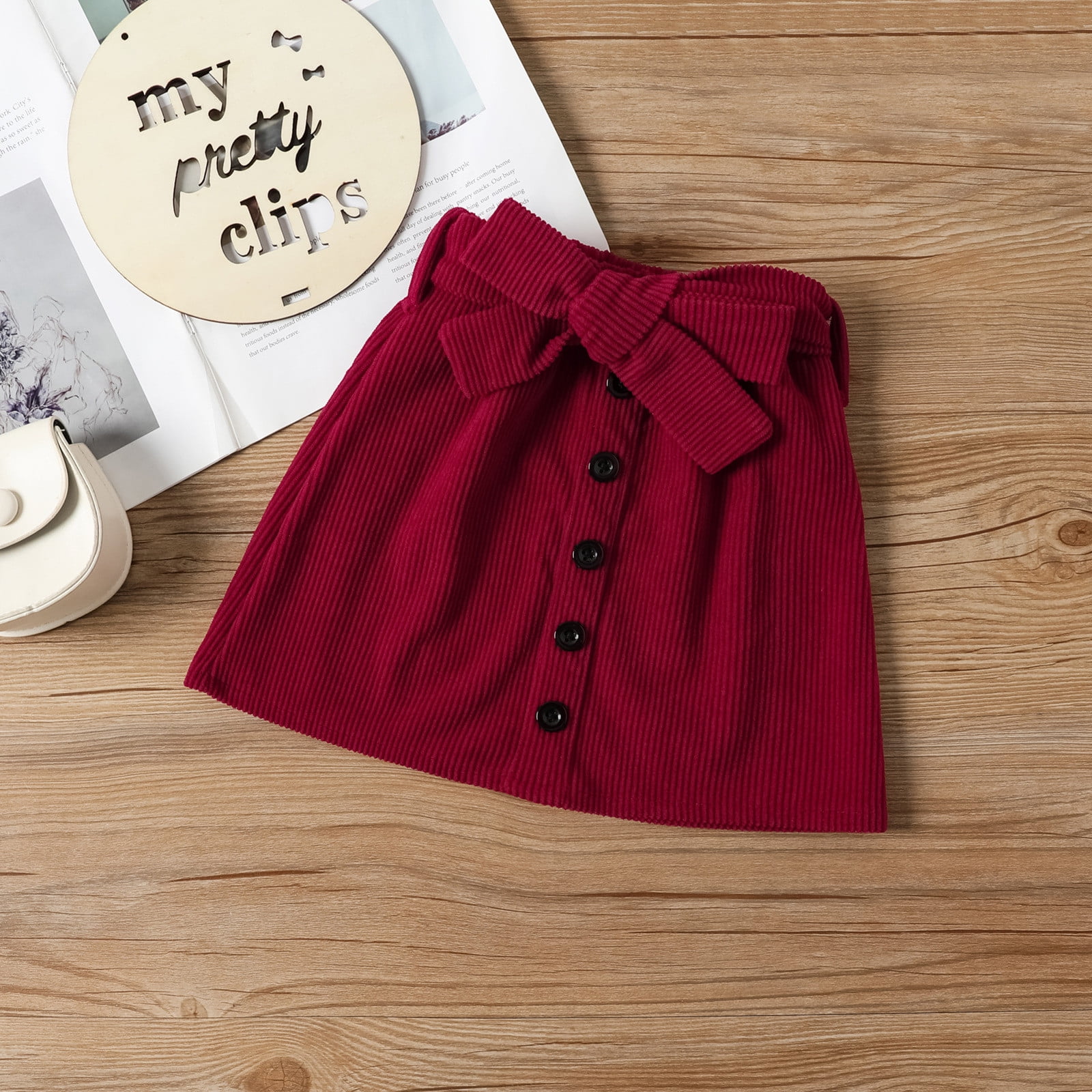 2pcs Toddler Girl Stripe Bowknot Design Long-sleeve Blouse and Button Design Skirt Set