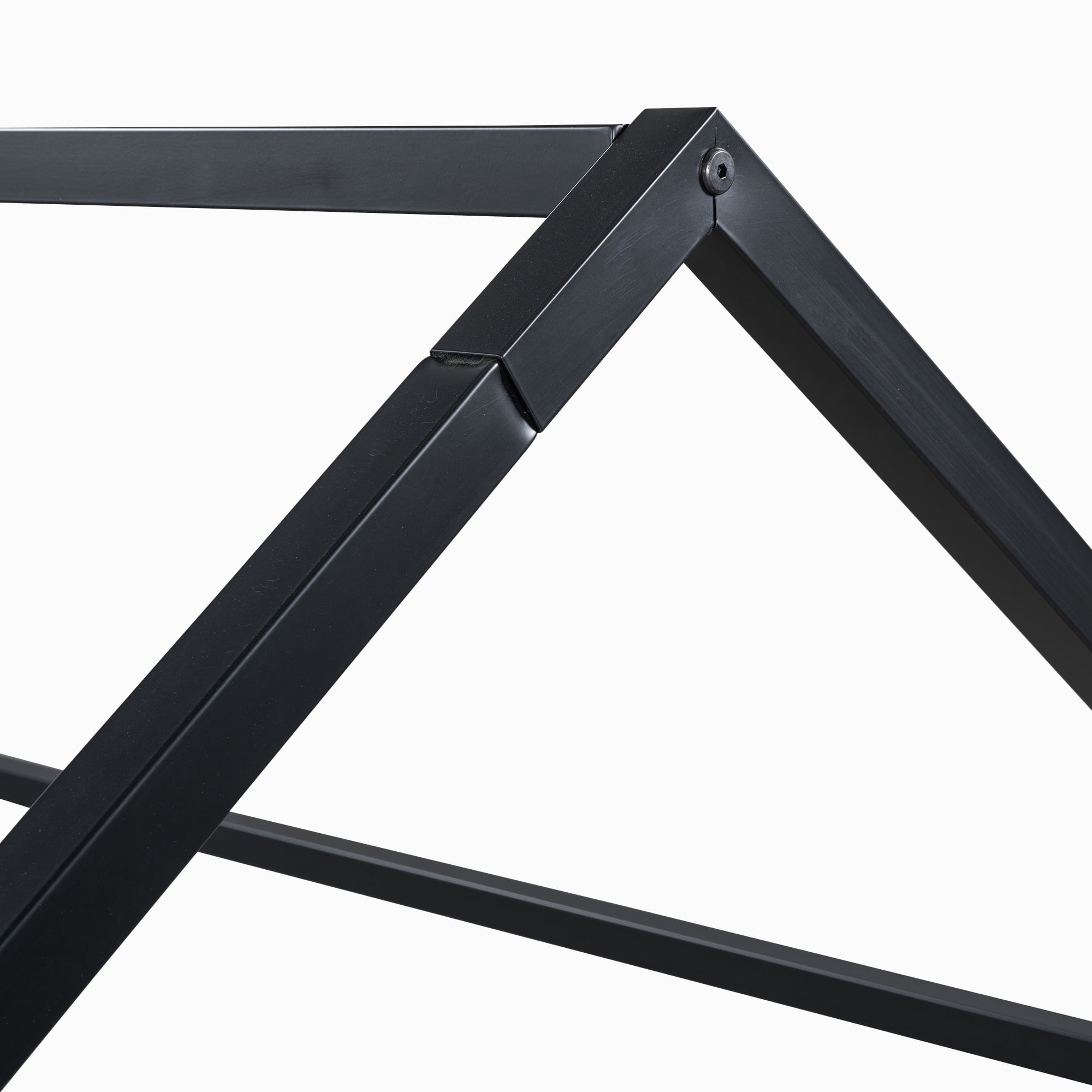 Euroco Metal Twin Size House Bed Frame, Low Profile Canopy Bed with Fence and Door for Kids, Black
