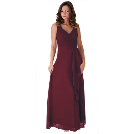 Faship Womens V-Neck Full Length Formal Dress (Best Dress Length For 5 4)