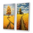 thumbnail image 3 of Designart "Blossoming Meadow Golden Tree in Yellow Field" Meadow Framed Wall Art Set Of 2 - Traditional Yellow Gallery Wall Frame Set For Home Decor, 3 of 6