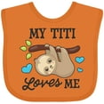 thumbnail image 3 of Inktastic My Titi Loves Me with Sloth and Hearts Boys or Girls Baby Bib, 3 of 4