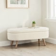thumbnail image 2 of GZXS Flip-Top Entryway Upholstered Bench in Ivory Boucle, Modern Bedroom End-of-Bed Bench with Hidden Storage and Rubber Wood Legs, 42"L x 16.25"W x 17.75"H, 2 of 6