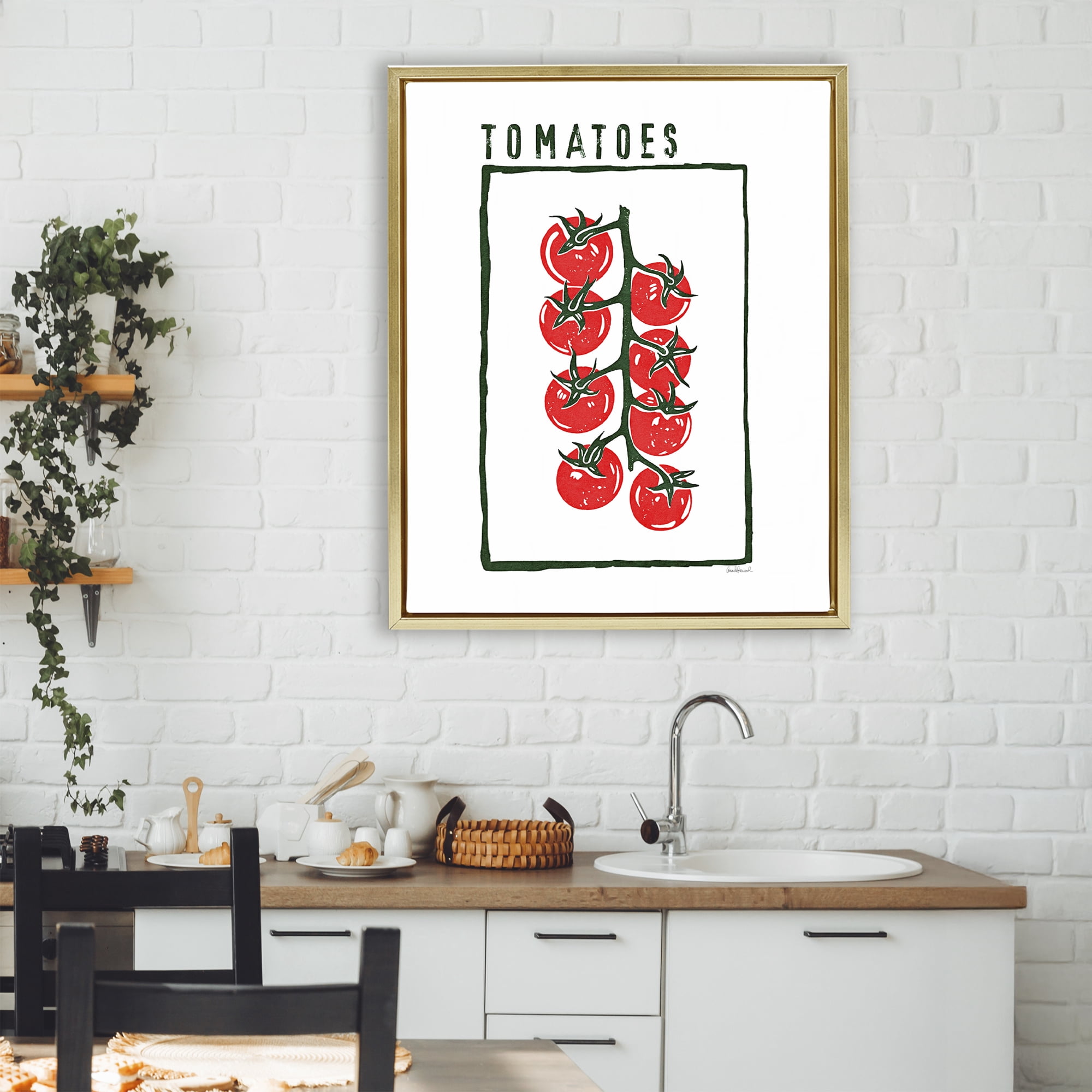 Stupell Industries Ripe Tomatoes Cluster Gold Framed Floater Canvas Wall Art, design by Amanda Greenwood
