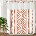 thumbnail image 3 of Orange Boho No Hook Shower Curtain Waterproof, Bathroom Curtains with Snap in Liners and See Through Top Window, Vintage Southwestern Geometric Stripes Hotel Style Bathtub Curtains Shower 72"Wx72"L, 3 of 8
