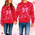 thumbnail image 2 of Stamzod Valentine's Day Couple Crewneck Sweatshirt Lover Heart Long-Sleeve Tops Casual Loose Pullover Sweatshirts for Women and Men Hot Pink M, 2 of 9