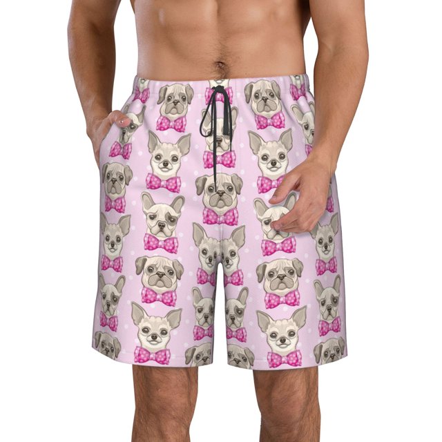 Balery Cute puppy Traje de Baño Estilo Hawaiano para Hombre, Shorts de Secado Rápido con Bolsillos-Medium