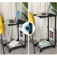 thumbnail image 4 of Small Sofa Table Adjustable Height C-Shaped Side Table with Wheels and Storage Basket, 4 of 5