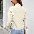 thumbnail image 4 of Antinious Women Business Casual Work Jacket V-Neck Collared Long Sleeve Button Chest Pocket British Style Blazer Suits, 4 of 5