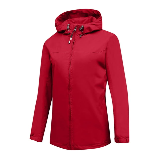 Vestes Légères pour Femmes Coupe-Vent à Capuche Imperméable Portable pour Randonnée Voyage Vestes Rouge 3TG