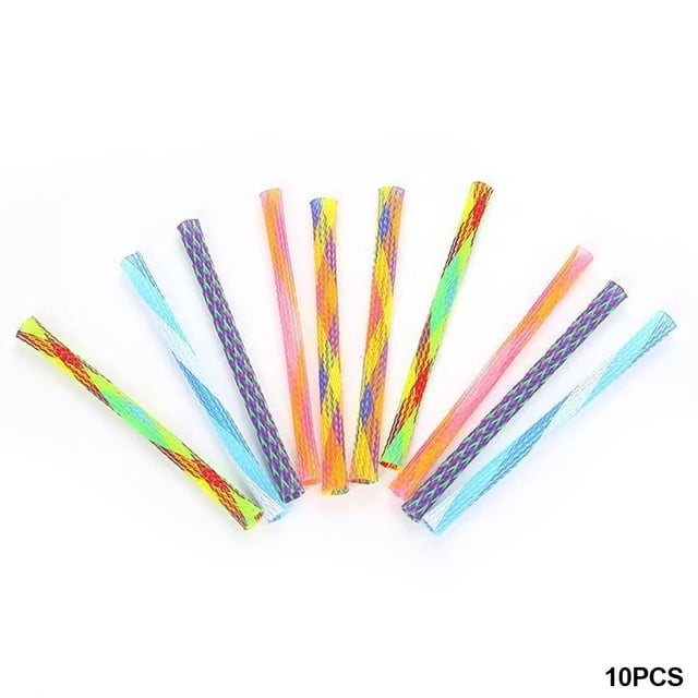 10pcs Cat Spring Toy Funny Jumping Catcting Toy Pet Colorful Interactive Telescopic Tube Flexible Spiral Spring Cat Chewing Toy 10pcs