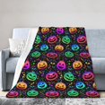 thumbnail image 2 of Halloween Pumpkin Blanket Neon Throw Blanket Birthday Gifts Soft Sofa Blanket Neon Pumpkin Throw Blanket for Travel Camping Bed Blanket for Home Car, 2 of 6