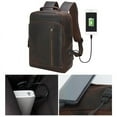 thumbnail image 6 of Top layer Genuine Leather Men's Backpack Fit 15.6" Laptop Man Business Backpack USB Charge Male Rucksack Travel Bag School Bags, 6 of 6