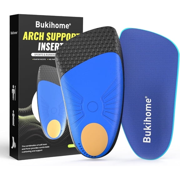 Bukihome Heel Cushion Inserts Gel Heel Shock Absorbing Insoles for Heel Spur, Achilles Tendon, Foot Care Heel Cups Arch Support Inserts for Shoes-Large
