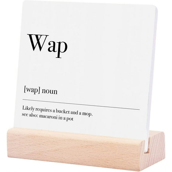 Ceramic Sign 4x4Inch Funny Decorative Cubicle Decor Motivational Office Desk Accessories Positive Affirmations Plaque Sign with Wood Stand Home Shelf Table Tiered Tray Centerpieces Decor