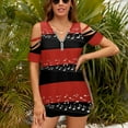 thumbnail image 3 of Musical Notes Red And Black Background Womens Summer V Neck Zipper Top Short Sleeve T Shirt Off Shoulder Top Casual Classy Loose Shirts, 3 of 7