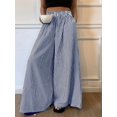 thumbnail image 4 of Women'S Striped Wide Leg Pants Elastic Waist Baggy Palazzo Trousers with Pockets Going Out Outfits Blue XL, 4 of 10