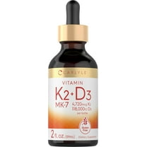 Vitamin K2 MK7 and D3 Liquid Drops | 2 Fl Oz | Vegetarian Supplement | by Carlyle