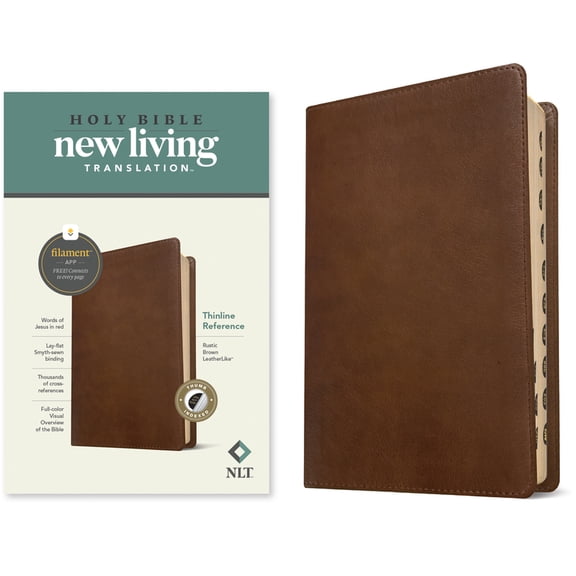 NLT Thinline Reference Bible, Filament Enabled Edition (Red Letter, Leatherlike, Rustic Brown, Indexed), (Hardcover)