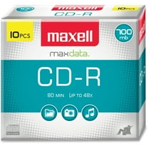 Maxell 648210 700 MB/80 min. 48x Slim Jewel Case CD-R Recordable Disc - Silver (10/Pack)