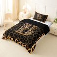 thumbnail image 2 of Manfei Girls Cheetah Print Letter Monogrammed B Twin Comforter Sets 3-Piece,Teens Kawaii Ribbon Bowknot Bedding Set,Black Reversible,Breathable Home Decor, 2 of 6