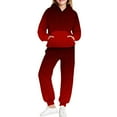 thumbnail image 5 of Cethrio Girls Outfit Sets, Casual Warm Long Sleeve Fall Winter Hoodies and Sweatpants Sets Red Size 10-12, 5 of 5